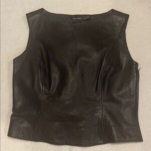 Tahari leather vest dark brown size 6  Women's sleeveless top